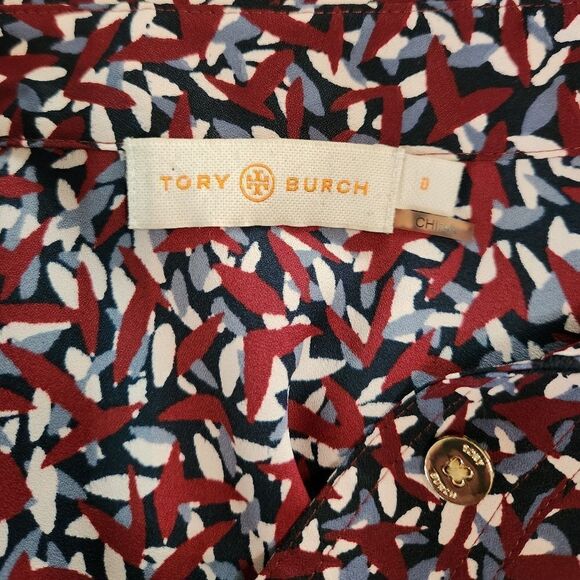 Tory Burch Button Front Patterned Blouse Size 0 - Picture 5 of 6